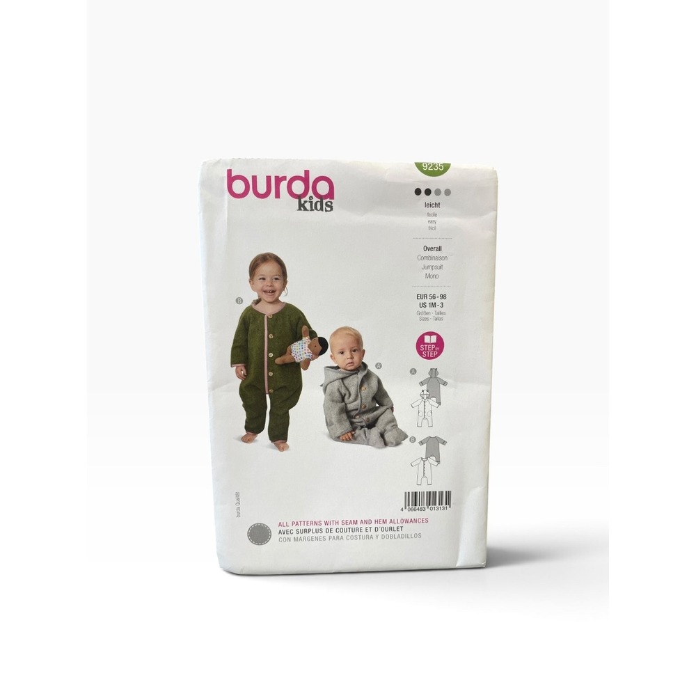 Burda Kids 9235 Jumpsuit Overall EUR 56-98 US 1M-3Y Easy Knit Uncut